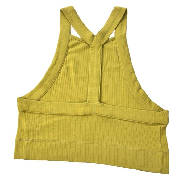 Intimately Free People Yellow Green Ribbed Crop Tank Top M Y2K Festival Grunge - Picture 2 of 7